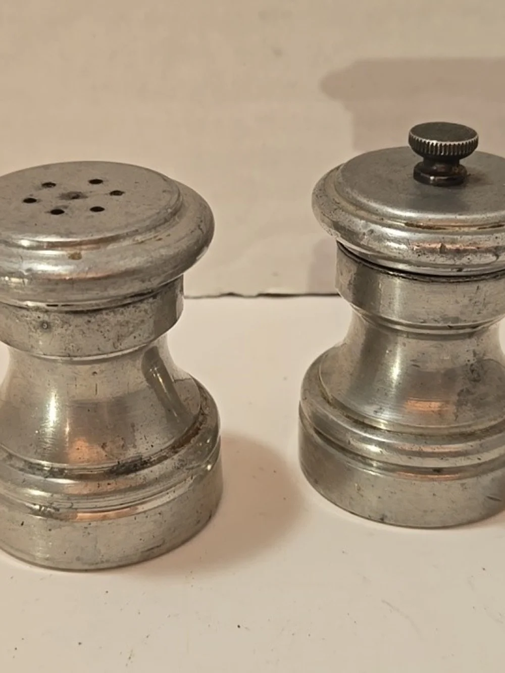 Vintage Raimond Metal Salt and Pepper Shakers - Silver Tone Made In Italy